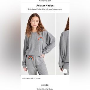 Aviator Nation: Rainbow Embroidery Set. Crew Sweatshirt Relaxed & Sweatpants.